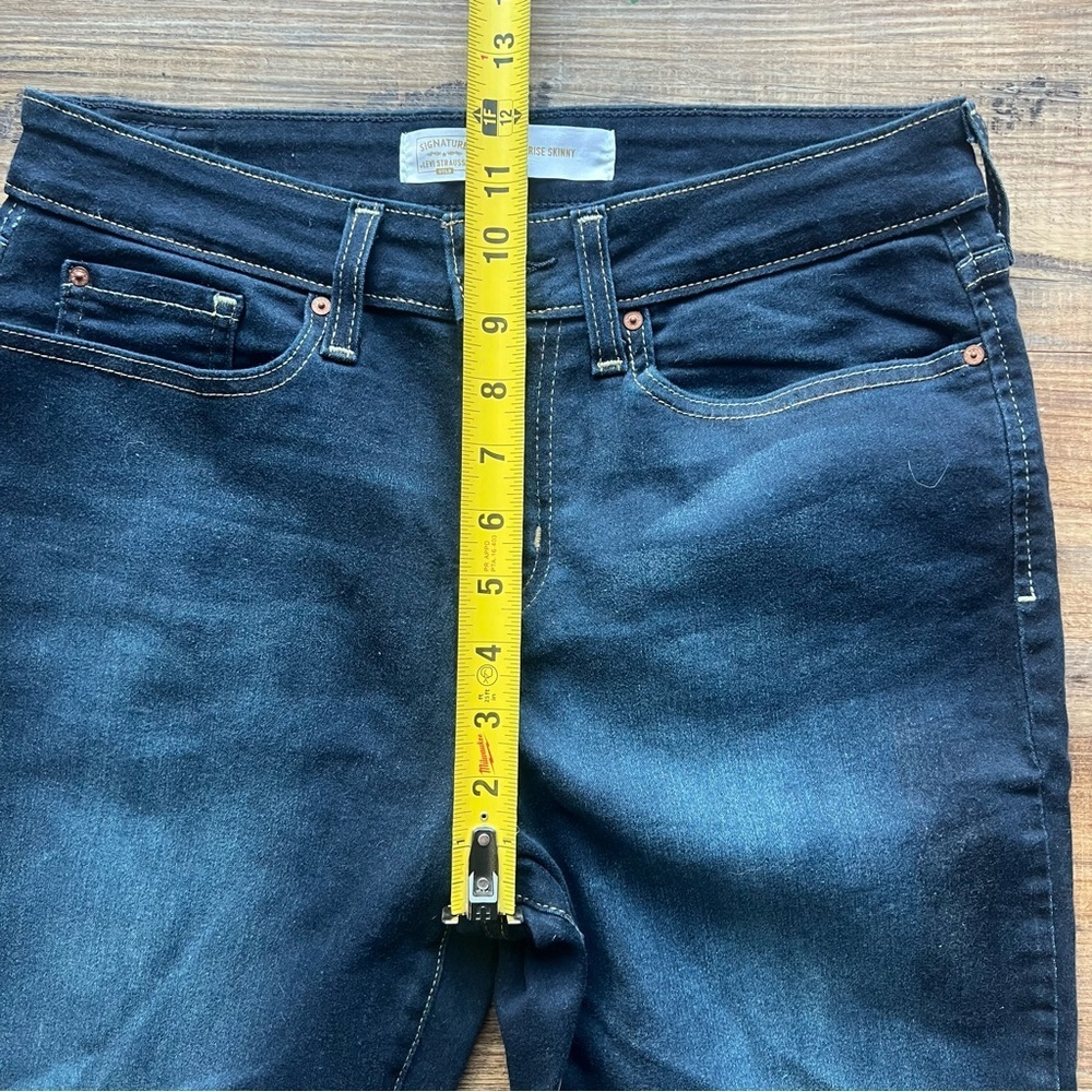 Signature Levi Strauss Gold Womens Mid Rise Skinny Dark Wash Jeans Size 10 Short - Picture 4 of 11